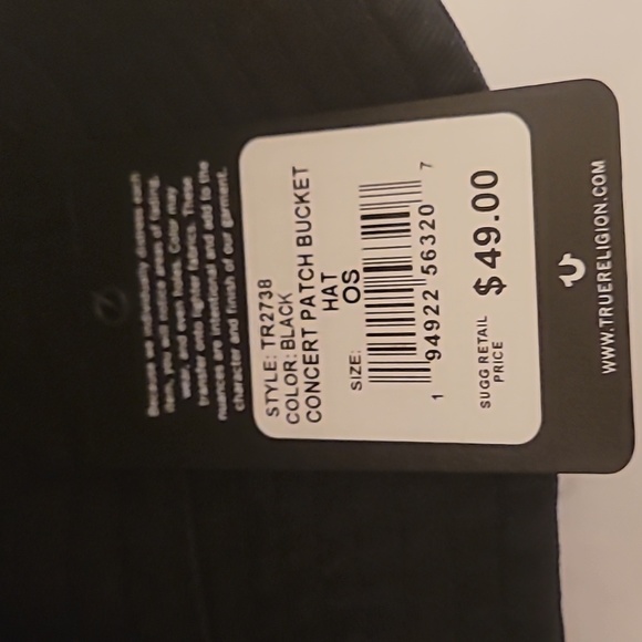 TRUE RELIGION LOGO BUCKET HAT BLACK ONE SIZE - Picture 9 of 9